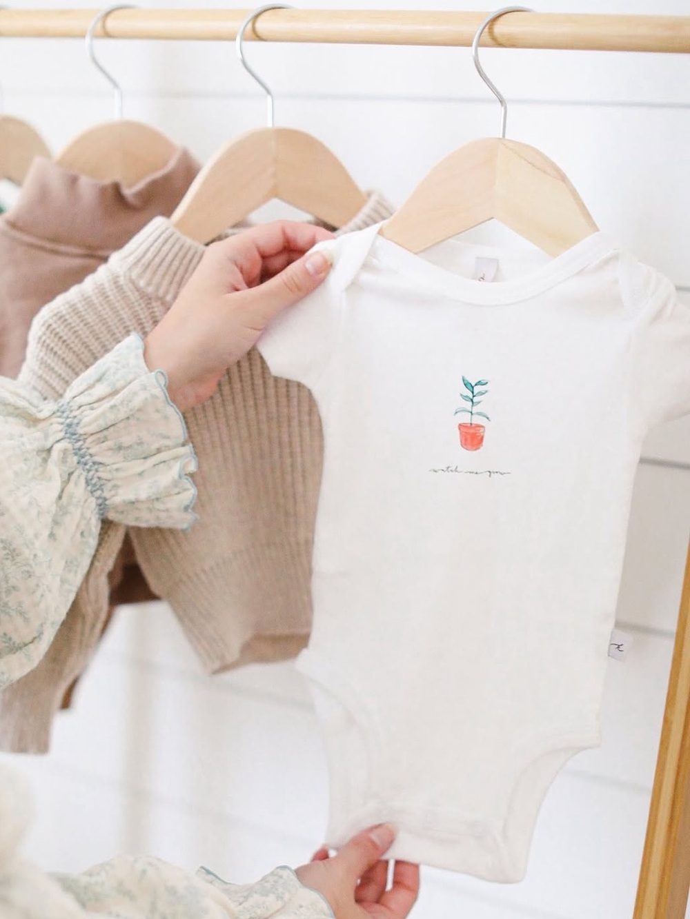 Kristin Made “Watch Me Grow” Plant White Baby Onesie Bodysuit 3-6 Months